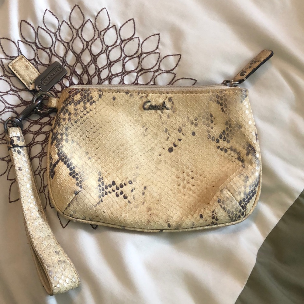 Coach embosssed python clutch